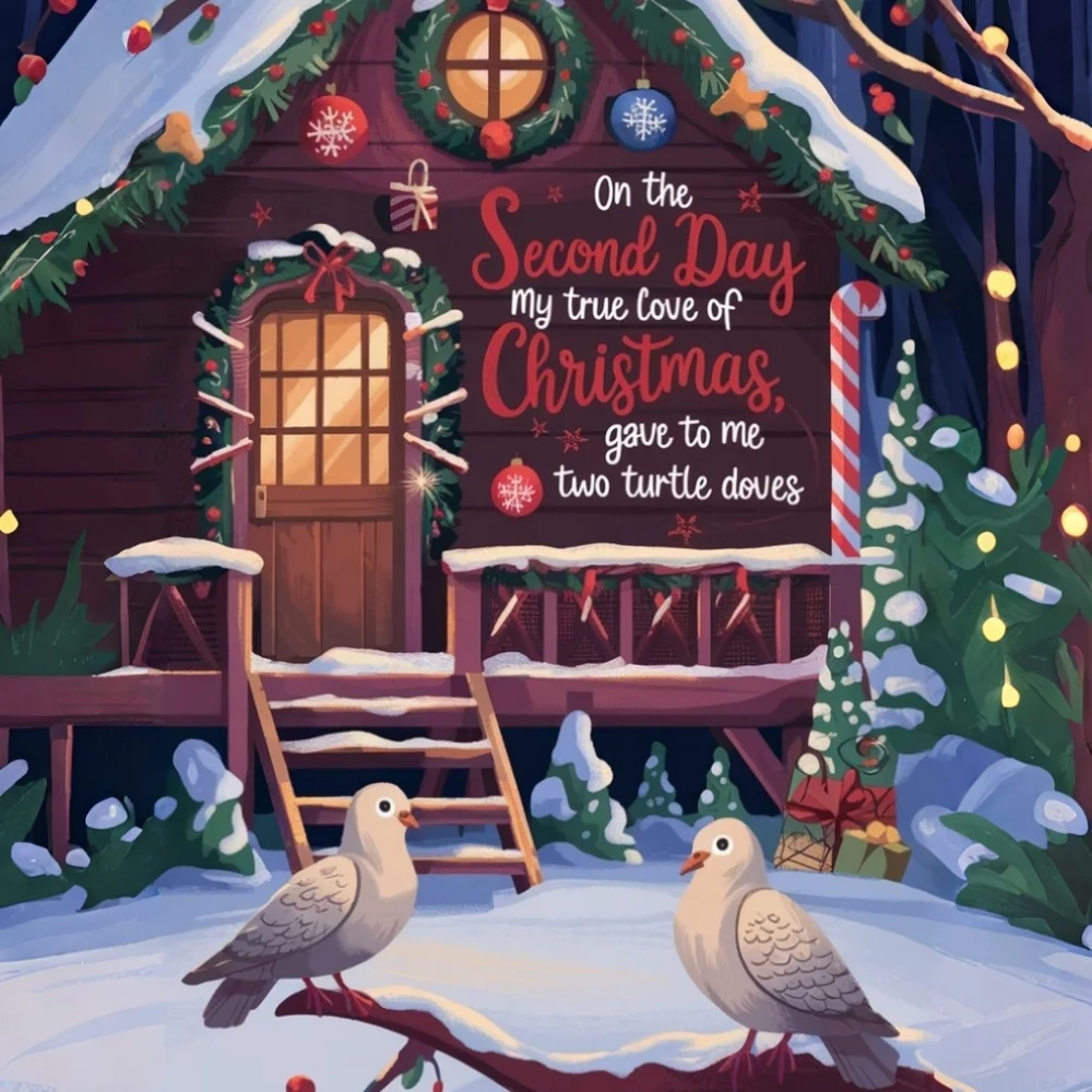On the Second Day of Christmas In A Glass Front Frame 8x10 Picture AI wall